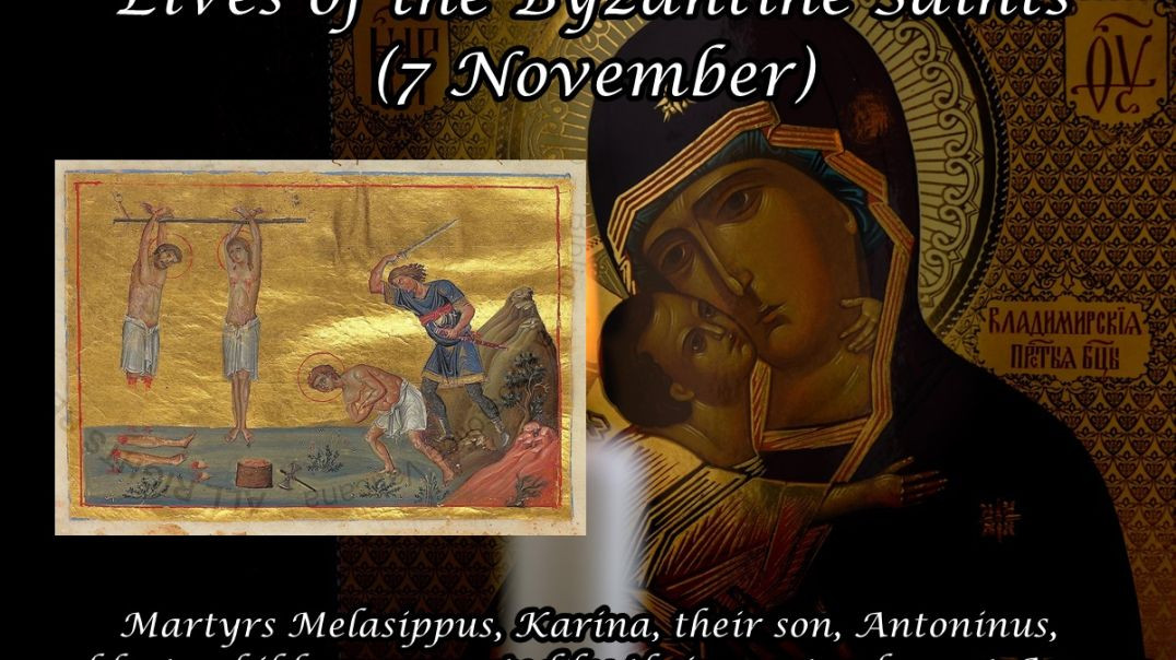 ⁣Byzantine Saints: Martyrs Melasippus, Karina, their son, Antoninus, and forty children converted by their martyrdom, at Ancyra (7 November)